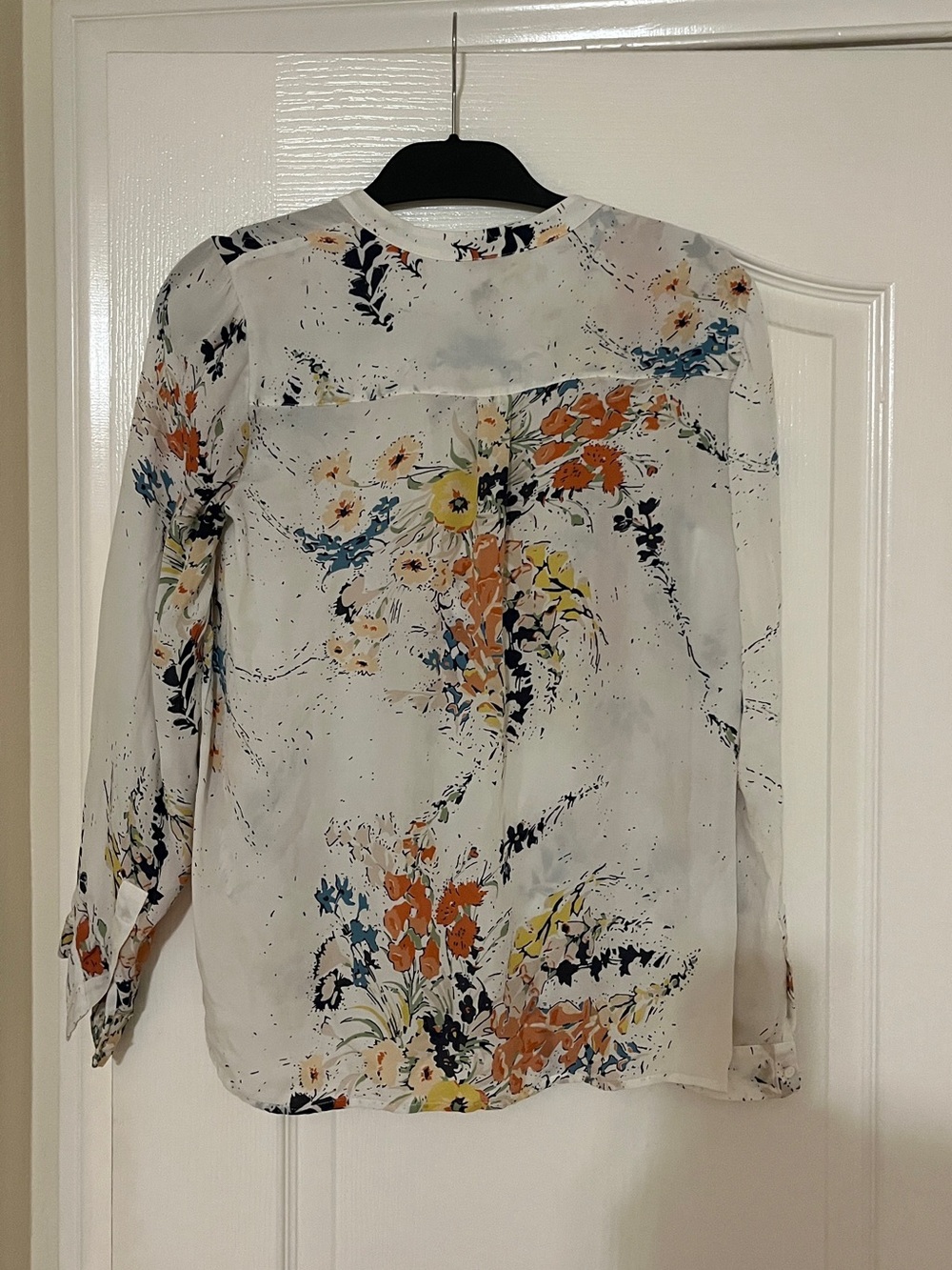 Joie White Floral Print Long-Sleeve Blouse